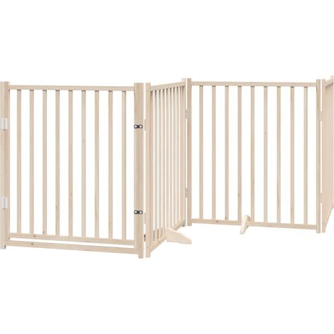 Barrière pour chien avec porte pliable 4 panneaux 320 cm Bois massif Sapin (1/5)