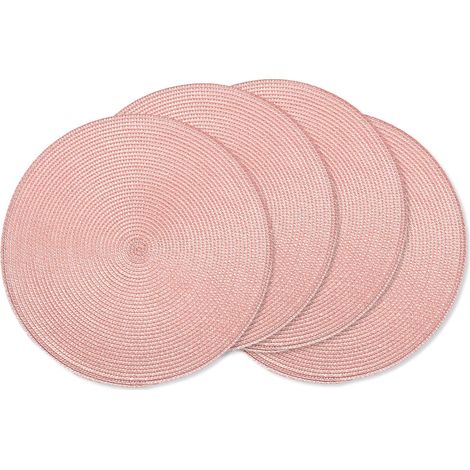 Lot de 8 sets de table ronds tressés pour tables de salle à manger, naturellement, résistants à la chaleur, 38,1 cm (rose)'Rose 4. 4'Rose 4.'4 (1/5)