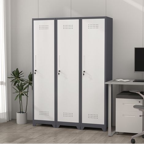 Armario metálico con cerradura, 40 x 40 x 165 cm, gris OKMYHOME (1/5)