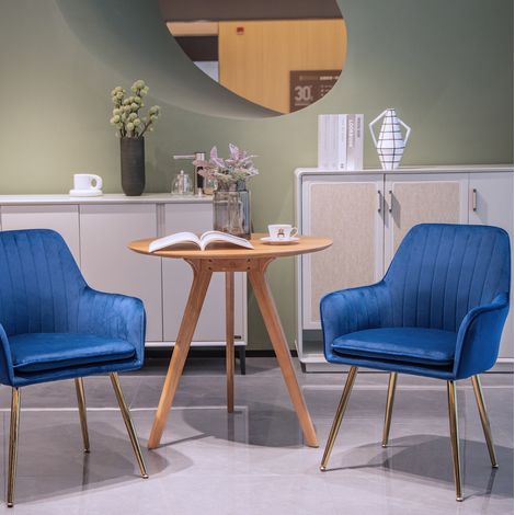 MEUBLIV Sillas de comedor azules 57,9 x 57,9 x 85,9 cm con reposabrazos, lote de 2 (1/5)