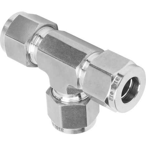 Raccord en T à compression équilatéral en acier inoxydable 316, forgé à froid, modèle SS-600-3Ф12 (1/5)