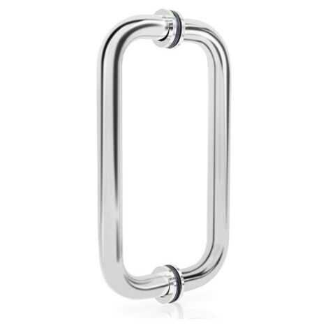 Poignée de porte de douche - convient aux bureaux, hôtels, restaurants, etc. - 25 x 330 mm, 1 jeu, argent (1/4)