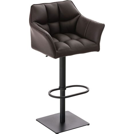 Taburete de bar taburete alto de mostrador costuras cuadradas asiento de PVC marrón estructura de metal negro 100004674 (1/5)