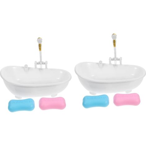 2 Sets Miniatur Elektrobadewanne für Puppenhäuser simulierte