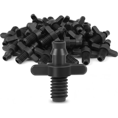 50 Raccords Droits 6.35mm pour Tuyau Goutte-à-Goutte, Connecteurs à Barbes avec Poignée pour Micro-Irrigation (1/5)