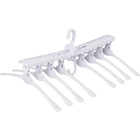 8 en 1 cintre vêtement Cintre pour dressing gain de plac chemise Robe blanc porte-cintre Séchoir linge rack de séchage Cintre linge (1/4)