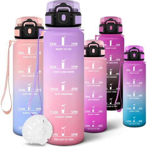 Gourde Sport, 500ml Anti Fuite, Gourde Enfant, Réutilisable, Bouteille d'eau, sans BPA, Bouteille Reutilisable - Lilas pâle & Rose pâle (1/5)