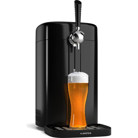 Klarstein FrostBrew Beer Dispenser - Home Beer Tap with CO Pressure System, 5L Barrel Compatibility, Thermoelectric Cooling 3-12°C, LED Display, Removable Drip Tray, Black/Silver (1/5)