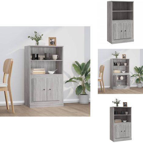 Buffet haut sonoma gris 60x35,5x103,5 cm bois d'ingénierie - Buffet Design - Meuble Rangement - Armoire Moderne - Commode Salon - Mobilier Gris (1/5)