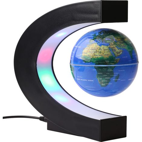 Globe lumineux magnétique 3 pouces, carte LED colorée avec socle en forme de C et adaptateur secteur (100-240V, prise US) (1/5)