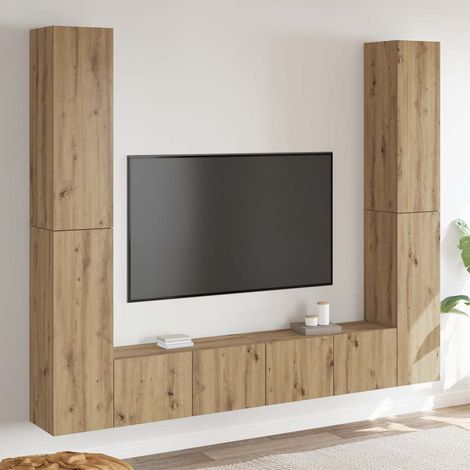 Meubles TV muraux 6 pcs chêne artisanal bois d'ingénierie (1/5)