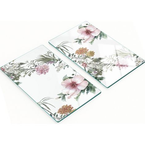 Tablas de cocina de vidrio duraderas y elegantes con estampado floral, 2 x 30 x 52 cm. (1/5)