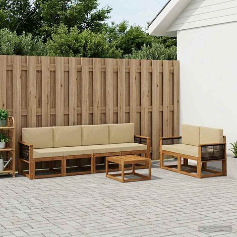 vidaXL Outdoor-Sofagarnitur mit Kissen 6 pcs Natur (1/5)