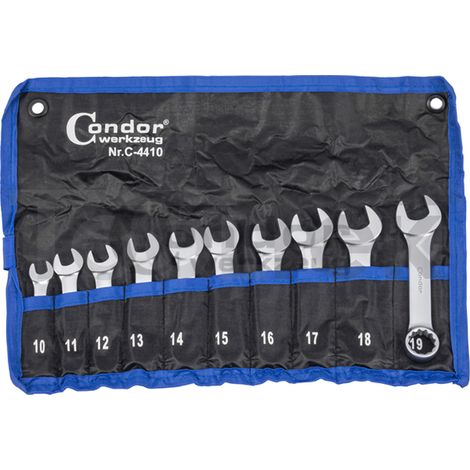 SET SERIE 10 CHIAVI COMBINATE FISSE STELLA CORTE KIT CHIAVE 10-19mm NANE CONDOR
