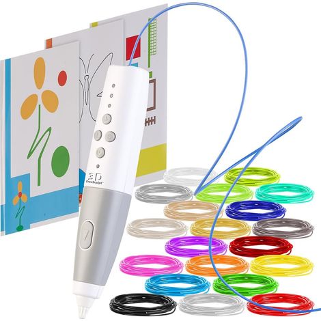 Stylo 3D sans fil rechargeable avec 20 filaments PCL colorés