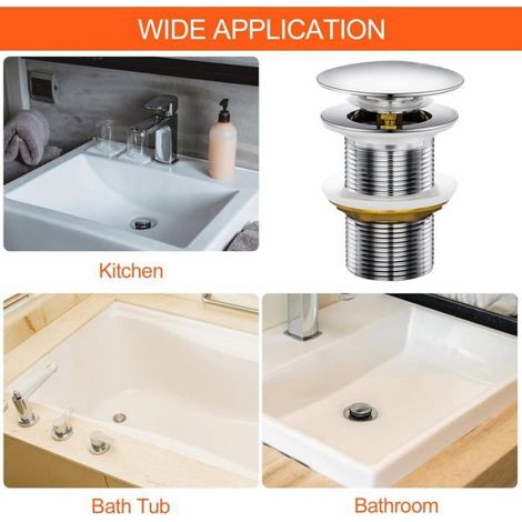 Bonde clic clac acier inoxydable 41 mm finition argent - vidage pop-up sans trop-plein pour vasque salle de bain (1/4)