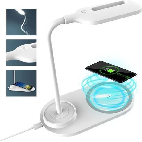 (Weiß) Brillsten Flexible Schreibtischlampe mit kabellosem Ladegerät, 10W Beleuchtung - Touch-Steuerung (1/4)