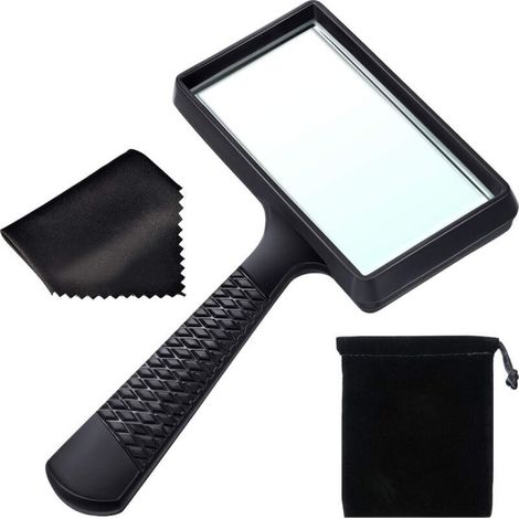 Loupe Portable 5X, 3.77 x 1.89 Pouces Loupe Rectangulaire, Lentille en Verre Résistant aux Rayures pour les Personnes Âgées Lecture, Passe-Temps, Réparation, Observation