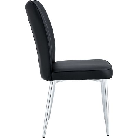 Set di 2 sedie da pranzo moderne in PU nero con gambe in metallo argentato 89 cm MODENUIT (1/5)