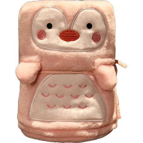 Couverture polaire en forme de pingouin rose, douce et portable pour canapé, bureau ou dortoir - 80x100 cm (1/5)