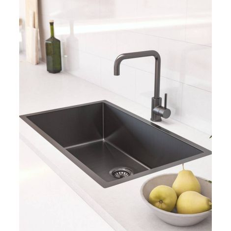 Lavello singolo 750 mm - gunmetal spazzolato - Hiba (1/5)