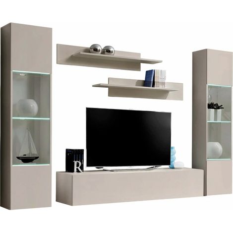 Ensemble Meuble TV Mural "Fly A3" 260cm Beige Gris (1/2)