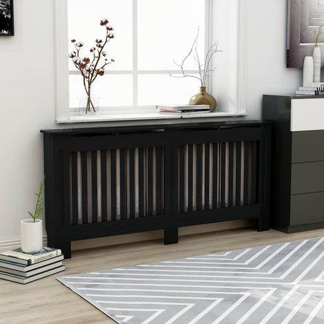 Cache-radiateur,Revêtement de radiateur,Couvre Radiateur Noir 172x19x81 cm MDF GDSVW37267 (1/5)