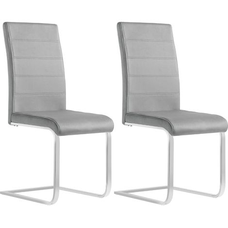 WOLTU 2X Sillas de Comedor Silla Ergonómica para Oficina y Casa Silla en Forma de C con Respaldo Alto Silla de Cocina Moderna y Chic Terciopelo Gris Oscuro (1/5)