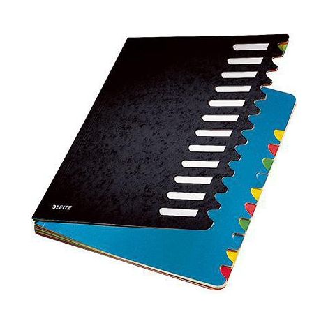Ordnungsmappe Deskorganizer Color DIN A4 350g/m² Karton marmoriert Farbe: schwarz Farbe des Fächerblocks: mehrfarbig 12 Fächer (1/4)