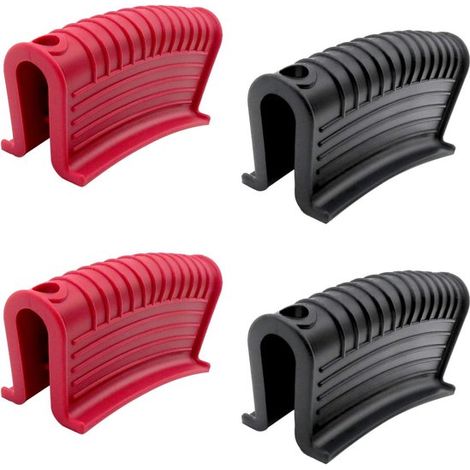 2 paia di presine in silicone resistenti al calore con manici antiscivolo e isolanti (nere e rosse) (1/5)