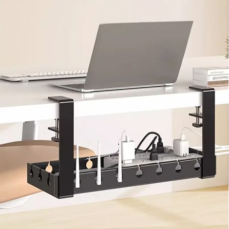 Organiseur de câbles sous le bureau, canal de câbles dissimulé, pour usage domestique, organiseur de tiroir de bureau, non rétractable (1/3)