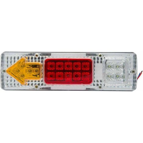 Lot de 2 feux arrière LED 12 V 19 LED, feu arrière flèche, abat-jour blanc/abat-jour rouge