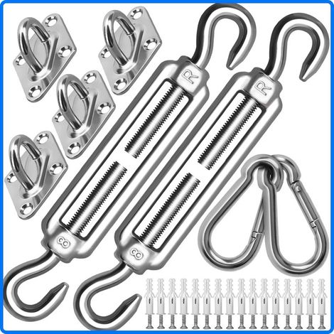 Kit de Fixation de Voile d'ombrage M8 très résistant, kit d'accessoires pour auvent en Acier Inoxydable 304 adapté pour formes Triangle et carré (1/5)