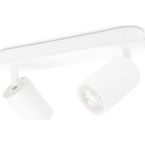 2 Spot Plafond, Orientable Pivotant, Métal Blanc, Intérieur Salon Chambre