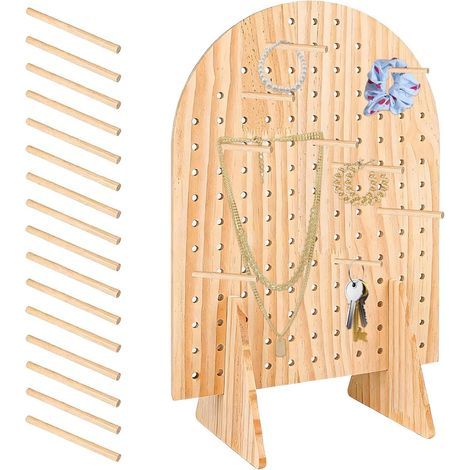 Table Pegboard Présentoir – Avec 25 crochets robustes en bois  Porte-clé Présentoir Étagère de vente – Pour la présentation en magasin, stand de vente, marché d'art pour (1/5)