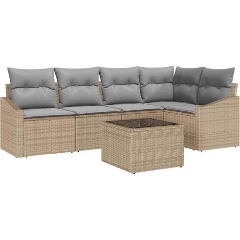 Maison Exclusive - Set di divani 6 pz Beige polyrattan (1/5)