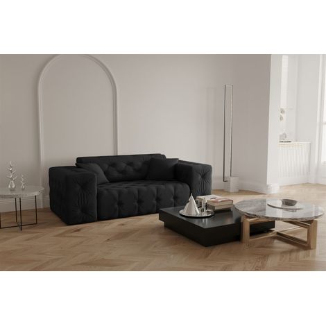Sofa Designersofa CHANTAL 2-Sitzer in Stoff Opera Velvet Schwarz (1/5)