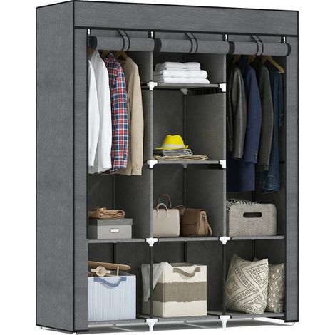Armario, diseño que ahorra espacio, almacenamiento versátil, GRIS OSCURO (1/5)
