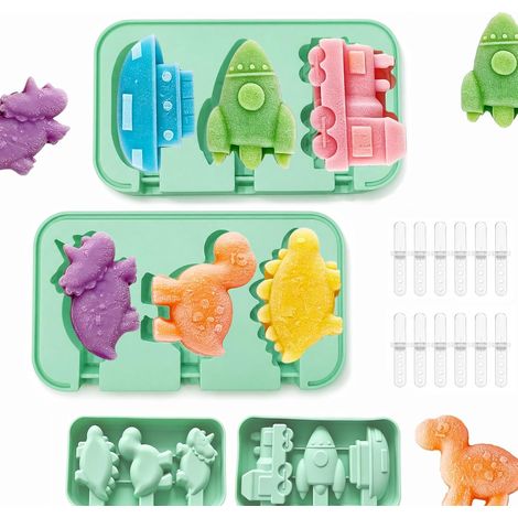 Moule à Glace Silicone, Dinosaures Moule à Glaces avec Couvercle, 2 Pcs (1/5)
