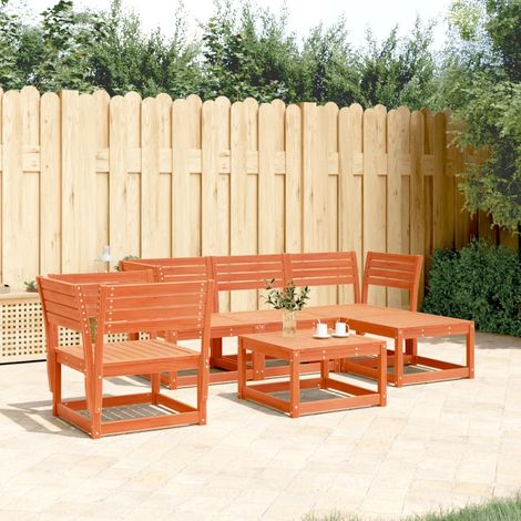 Juego de muebles jardín 5 pzas madera maciza pino marrón cera vidaXL (1/5)