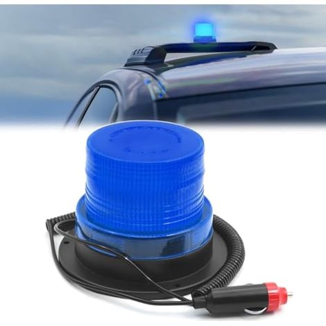 Girophare LED Vehicule,12V 24V Gyrophare Bleu IP65 d'Urgence Avertissement Strobe avec Allume-Cigare pour véhicule Tracteur de golf UTV Car Bus (1/5)
