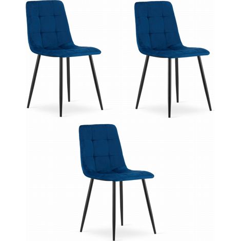 Silla Kara - terciopelo azul marino x 3 (1/5)