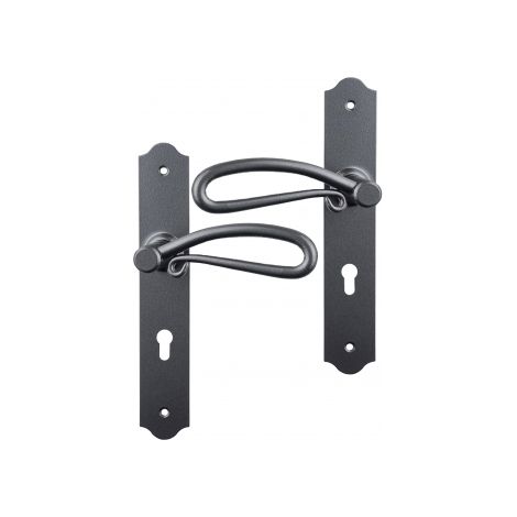 Ouvre&Déco – Poignées de porte Carcassonne en fer forgé patiné – Entraxe 195 mm – Pour serrures à relevage – Ensemble de 2 pièces