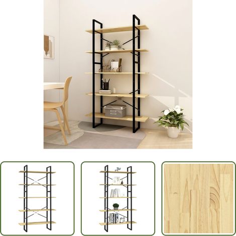 vidaXL Bücherregal Metall - Bücherregal 5 Fächer 100x30x175 cm Massivholz Kiefer (1/5)