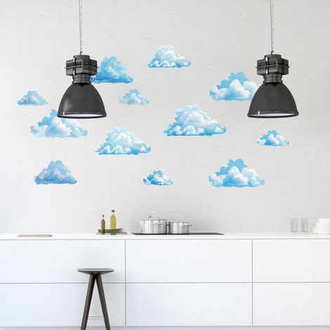 Sticker décoratif, nuages bleus, enfant, 68 cm X 48 cm (1/5)