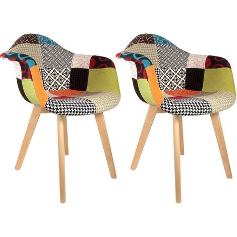 Fauteuil scandinave Patchwork de The Concept Factory (lot de 2) (1/5)
