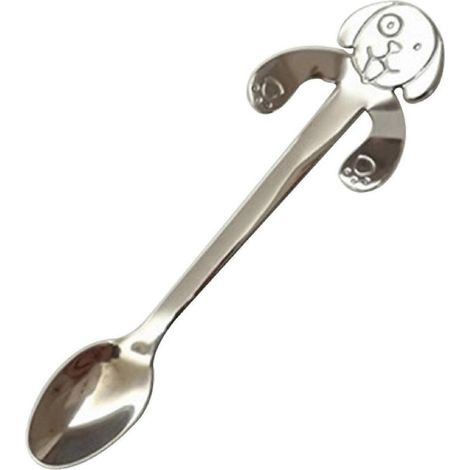 Cuillère à thé/soupe en acier inoxydable, design mignon en forme de chien, à suspendre, idéale pour les restaurants. (1/5)