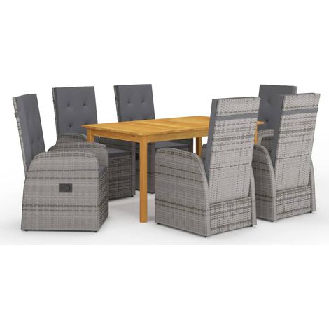Juego de comedor para jardín de 7 piezas gris vidaXL (1/5)