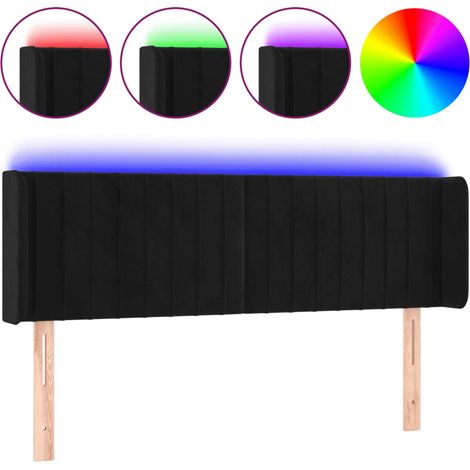 Maison Exclusive - Cabecero con LED de terciopelo negro 147x16x78 (1/5)