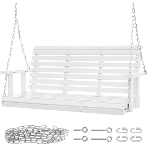 Mophorn Wooden Porch Swing 4.5 ft, Patio bench swing for Courtyard & Garden, Upgraded 880 lbs Strong Load Capacity, Heavy Duty Swing Chair Bench with Hanging Chains for Outdoors, White (1/5)